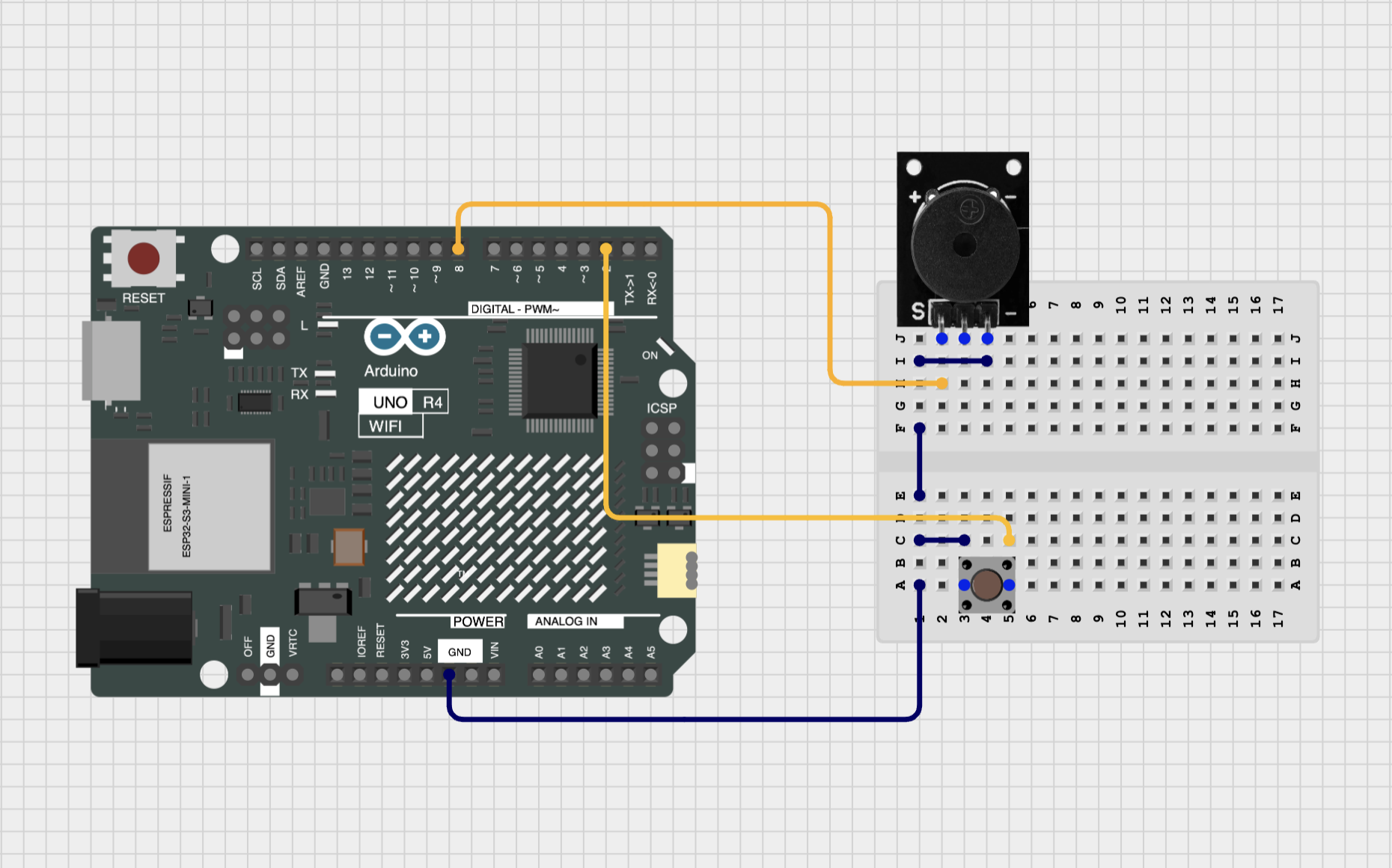 Breadboard components setup schematic