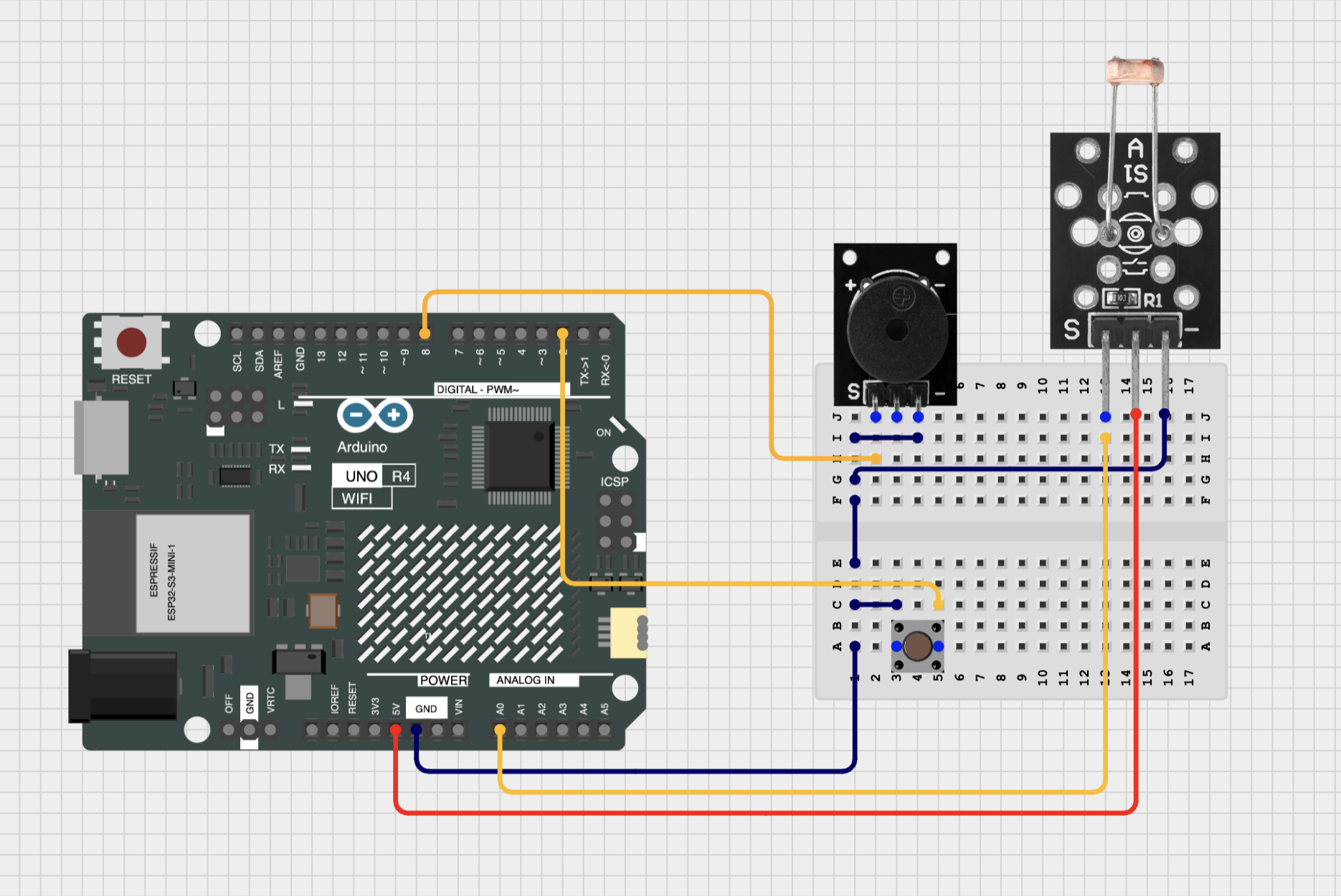 Breadboard components setup schematic