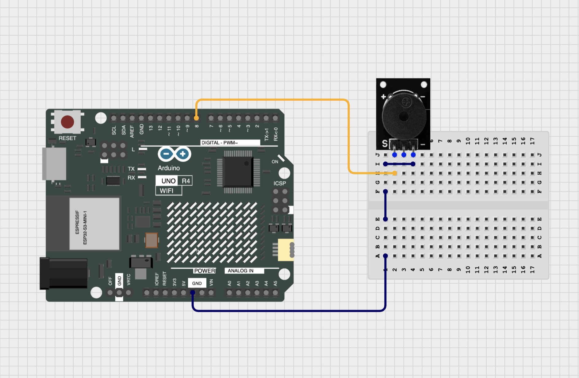 Breadboard components setup schematic
